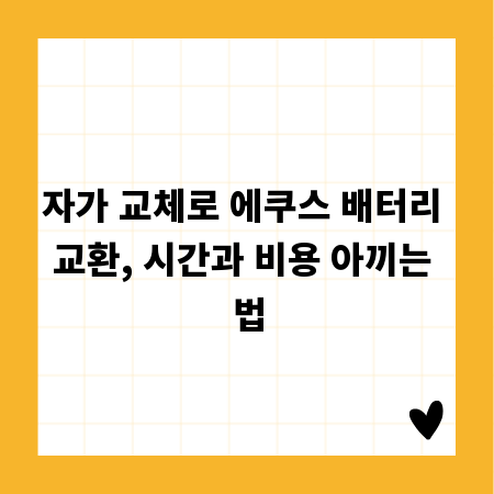 자가 교체로 에쿠스 배터리 교환, 시간과 비용 아끼는 법