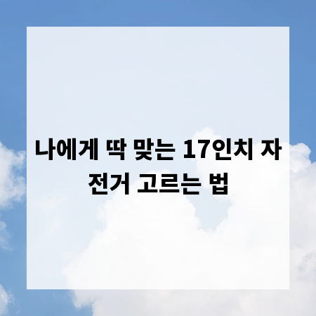 나에게 딱 맞는 17인치 자전거 고르는 법
