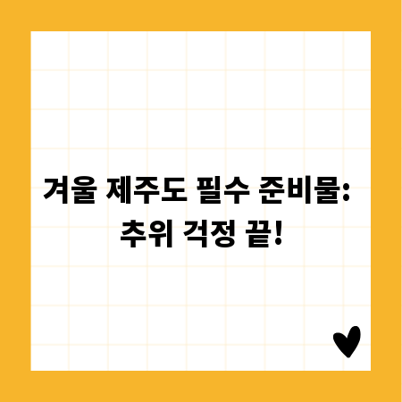 겨울 제주도 필수 준비물: 추위 걱정 끝!