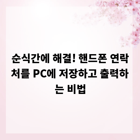 순식간에 해결! 핸드폰 연락처를 PC에 저장하고 출력하는 비법