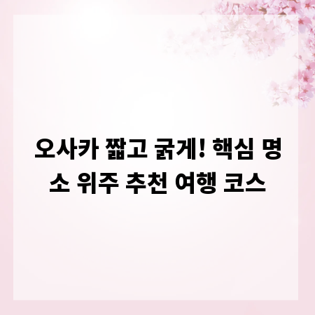 오사카 짧고 굵게! 핵심 명소 위주 추천 여행 코스