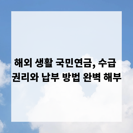 해외 생활 국민연금, 수급 권리와 납부 방법 완벽 해부