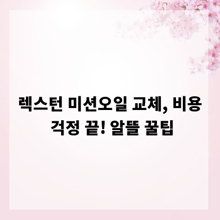 렉스턴 미션오일 교체, 비용 걱정 끝! 알뜰 꿀팁