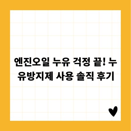 엔진오일 누유 걱정 끝! 누유방지제 사용 솔직 후기