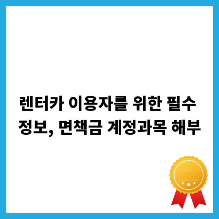 렌터카 이용자를 위한 필수 정보, 면책금 계정과목 해부