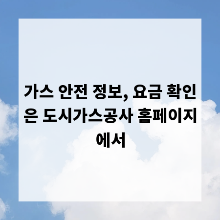 가스 안전 정보, 요금 확인은 도시가스공사 홈페이지에서