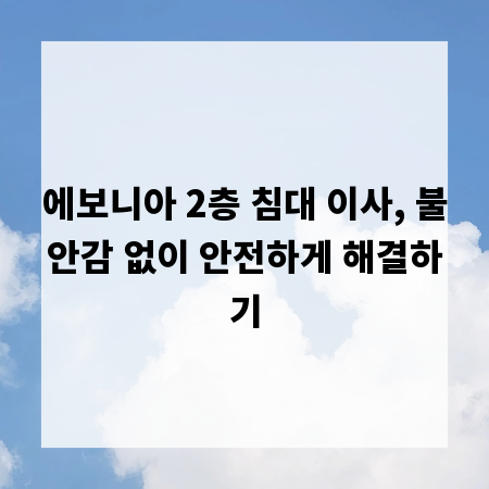 에보니아 2층 침대 이사, 불안감 없이 안전하게 해결하기