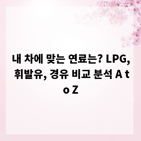 내 차에 맞는 연료는? LPG, 휘발유, 경유 비교 분석 A to Z