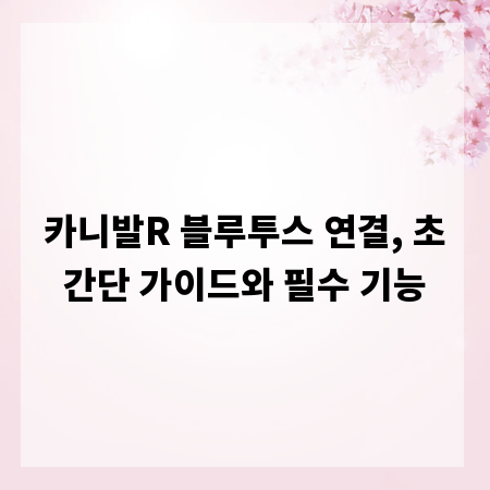 카니발R 블루투스 연결, 초간단 가이드와 필수 기능
