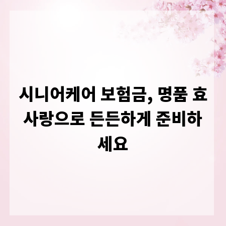 시니어케어 보험금, 명품 효사랑으로 든든하게 준비하세요