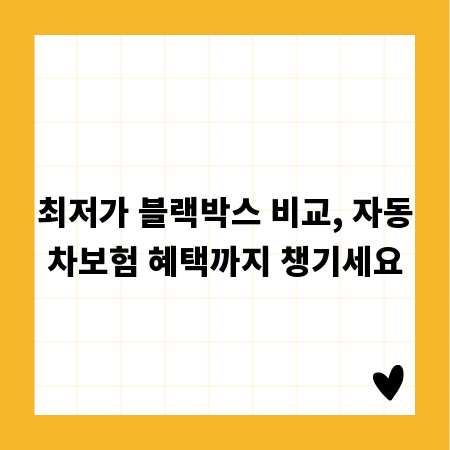 최저가 블랙박스 비교, 자동차보험 혜택까지 챙기세요