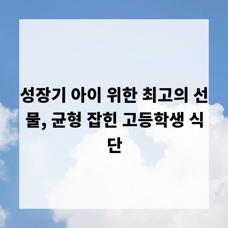 성장기 아이 위한 최고의 선물, 균형 잡힌 고등학생 식단