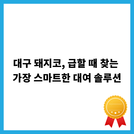 대구 돼지코, 급할 때 찾는 가장 스마트한 대여 솔루션
