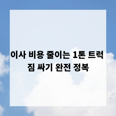 이사 비용 줄이는 1톤 트럭 짐 싸기 완전 정복