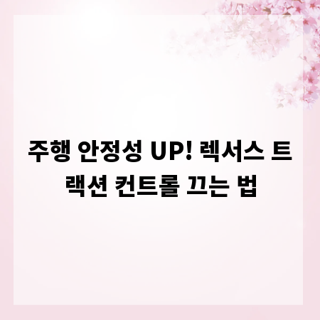 주행 안정성 UP! 렉서스 트랙션 컨트롤 끄는 법