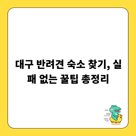 대구 반려견 숙소 찾기, 실패 없는 꿀팁 총정리