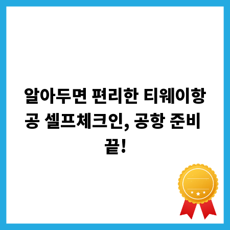 알아두면 편리한 티웨이항공 셀프체크인, 공항 준비 끝!
