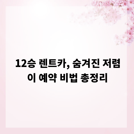 12승 렌트카, 숨겨진 저렴이 예약 비법 총정리