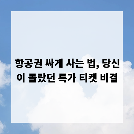 항공권 싸게 사는 법, 당신이 몰랐던 특가 티켓 비결