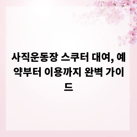 사직운동장 스쿠터 대여, 예약부터 이용까지 완벽 가이드