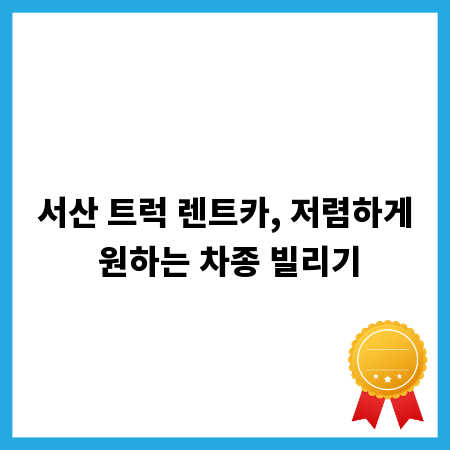 서산 트럭 렌트카, 저렴하게 원하는 차종 빌리기