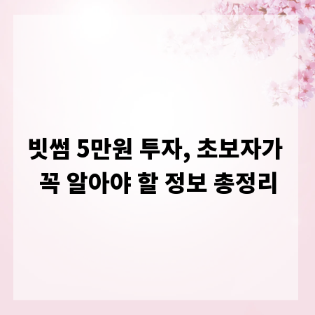 빗썸 5만원 투자, 초보자가 꼭 알아야 할 정보 총정리