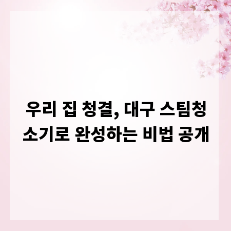 우리 집 청결, 대구 스팀청소기로 완성하는 비법 공개