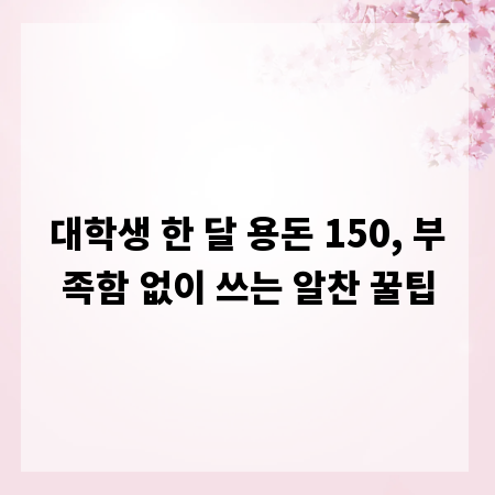 대학생 한 달 용돈 150, 부족함 없이 쓰는 알찬 꿀팁