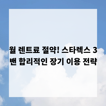 월 렌트료 절약! 스타렉스 3밴 합리적인 장기 이용 전략