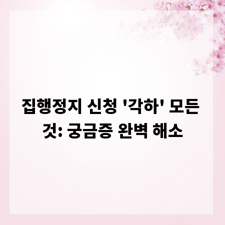 집행정지 신청 '각하' 모든 것: 궁금증 완벽 해소