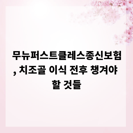 무뉴퍼스트클레스종신보험, 치조골 이식 전후 챙겨야 할 것들