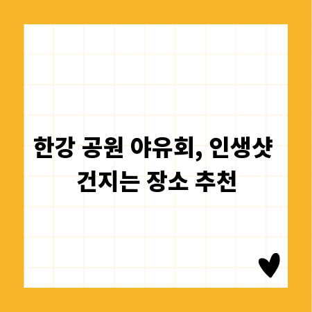 한강 공원 야유회, 인생샷 건지는 장소 추천
