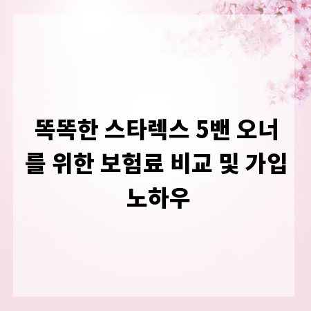 똑똑한 스타렉스 5밴 오너를 위한 보험료 비교 및 가입 노하우