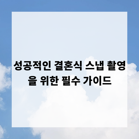 성공적인 결혼식 스냅 촬영을 위한 필수 가이드