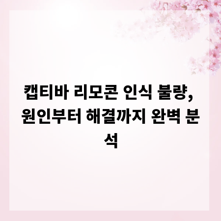 캡티바 리모콘 인식 불량, 원인부터 해결까지 완벽 분석
