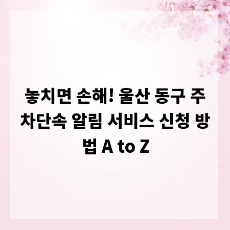 놓치면 손해! 울산 동구 주차단속 알림 서비스 신청 방법 A to Z