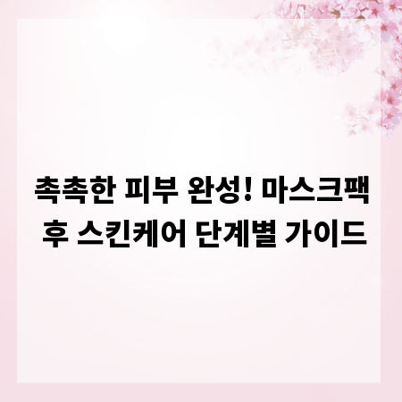 촉촉한 피부 완성! 마스크팩 후 스킨케어 단계별 가이드