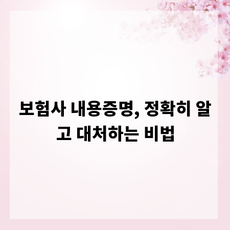 보험사 내용증명, 정확히 알고 대처하는 비법