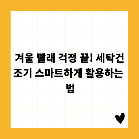 겨울 빨래 걱정 끝! 세탁건조기 스마트하게 활용하는 법
