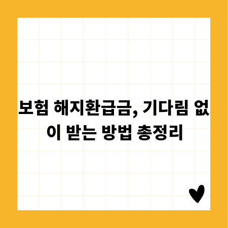보험 해지환급금, 기다림 없이 받는 방법 총정리