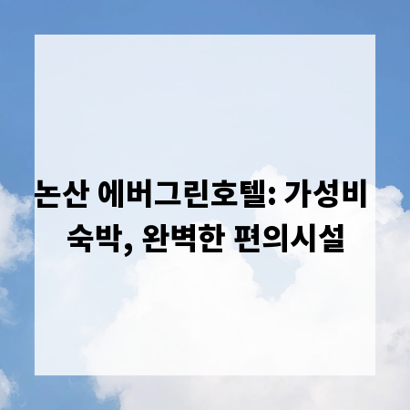 논산 에버그린호텔: 가성비 숙박, 완벽한 편의시설