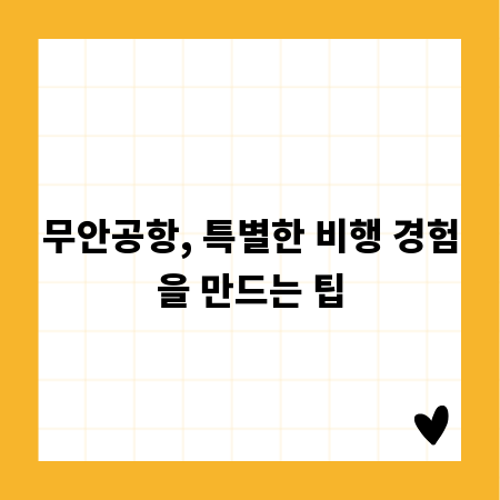 무안공항, 특별한 비행 경험을 만드는 팁