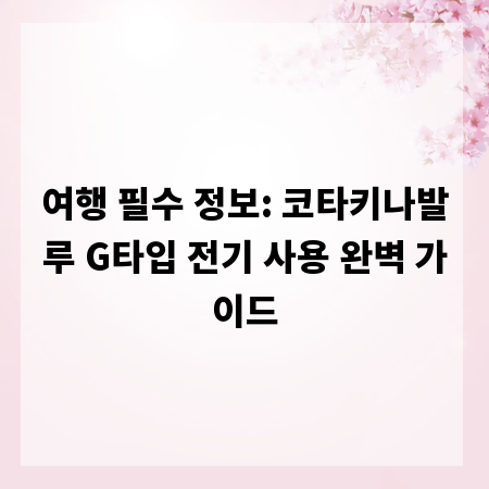 여행 필수 정보: 코타키나발루 G타입 전기 사용 완벽 가이드