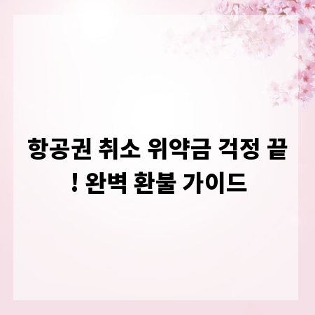 항공권 취소 위약금 걱정 끝! 완벽 환불 가이드